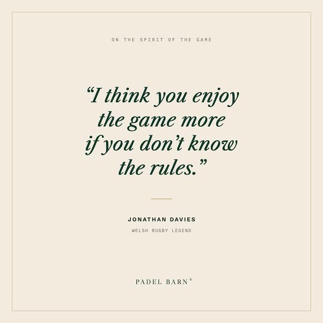 Wise words from a Welsh legend — PADEL BARN quote card